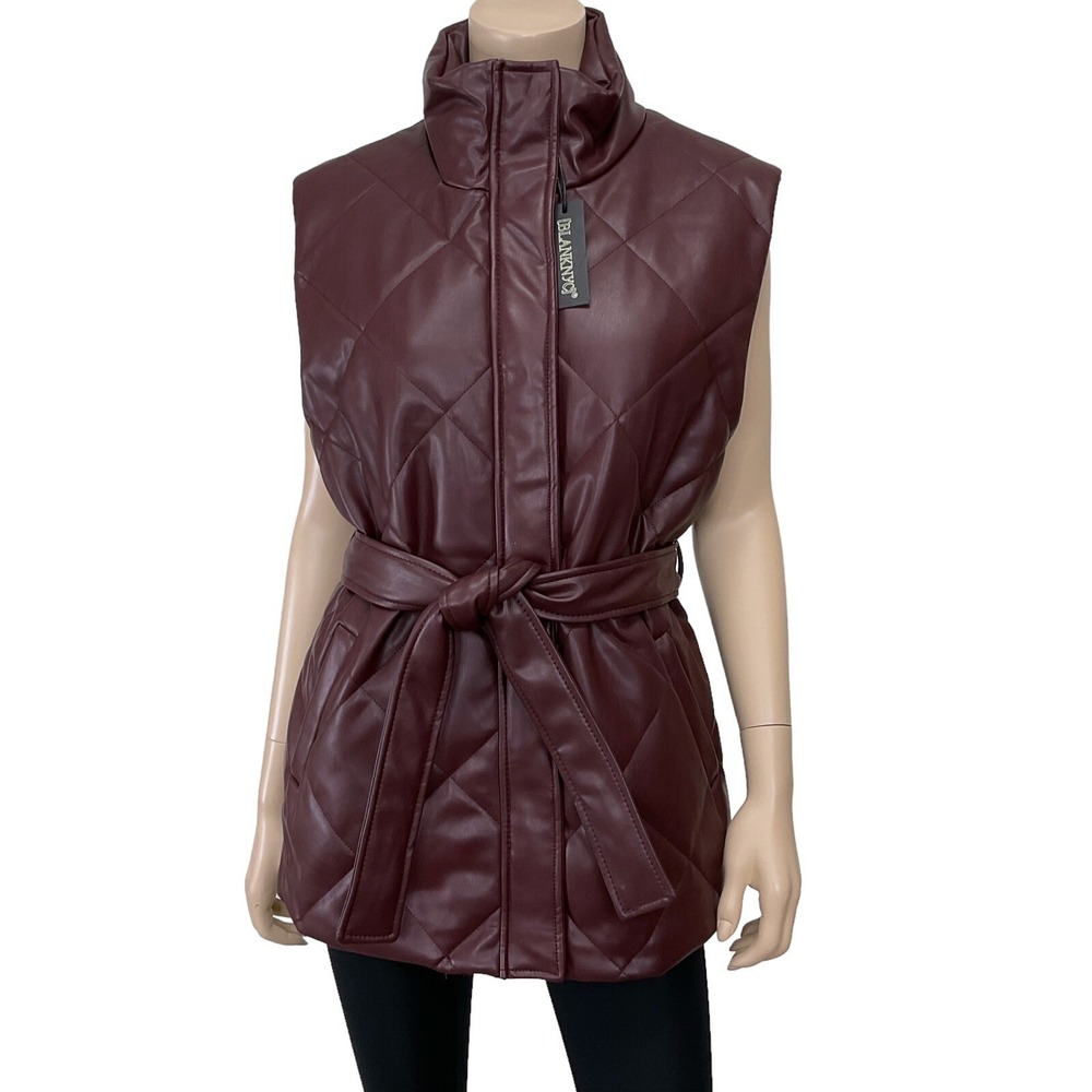 Blank NYC Jacket Vest Womens Medium Brown Sleeveless Quilted Longline‎ NWT